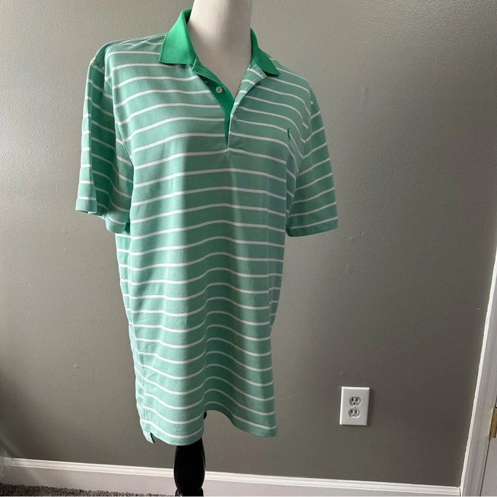 Polo golf performance Ralph Lauren men’s M polo shirt green with white stripes